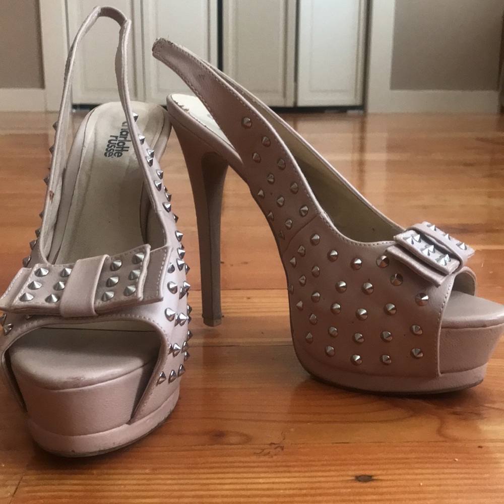Platform Studded Beige Charlotte Russe heels